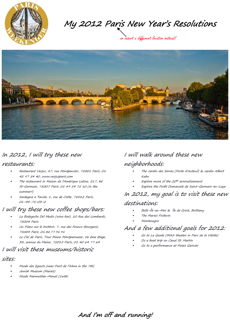 Your 2012 “Paris” New Year’s Resolutions