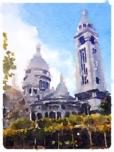 Sacre Coeur Painted in Waterlogue